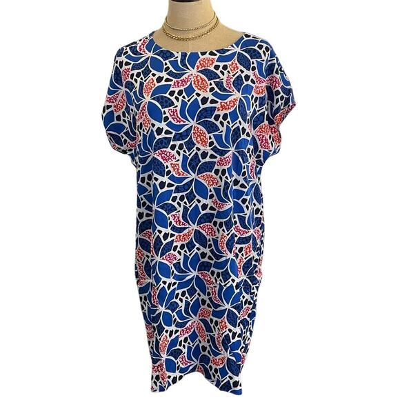 Diane Von Furstenberg DVF Printed Shift Sundress Sun Dress 4 Tomato Girl Summer - Picture 1 of 11